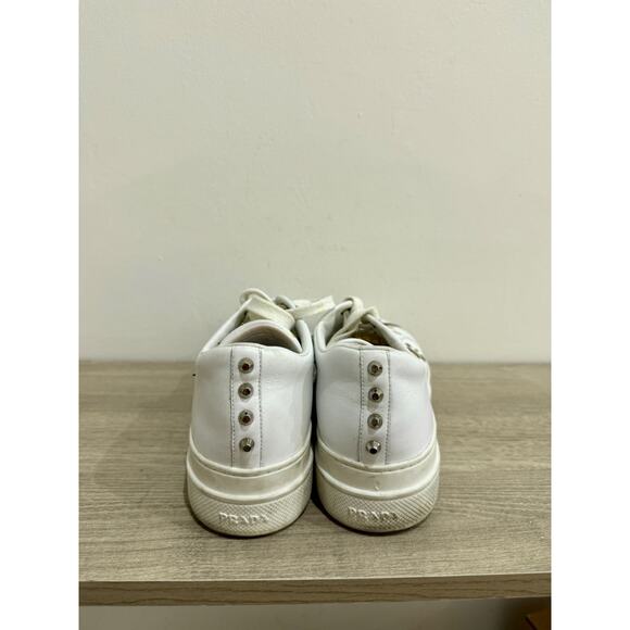 Prada Leather Robot Queen Patchwork Low Top Platform Sneaker White Women's EU 39 - Picture 5 of 7